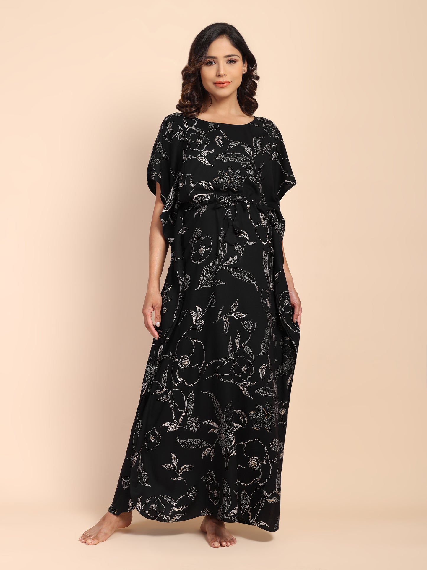 Midnight Black Maternity & Nursing Kaftaan