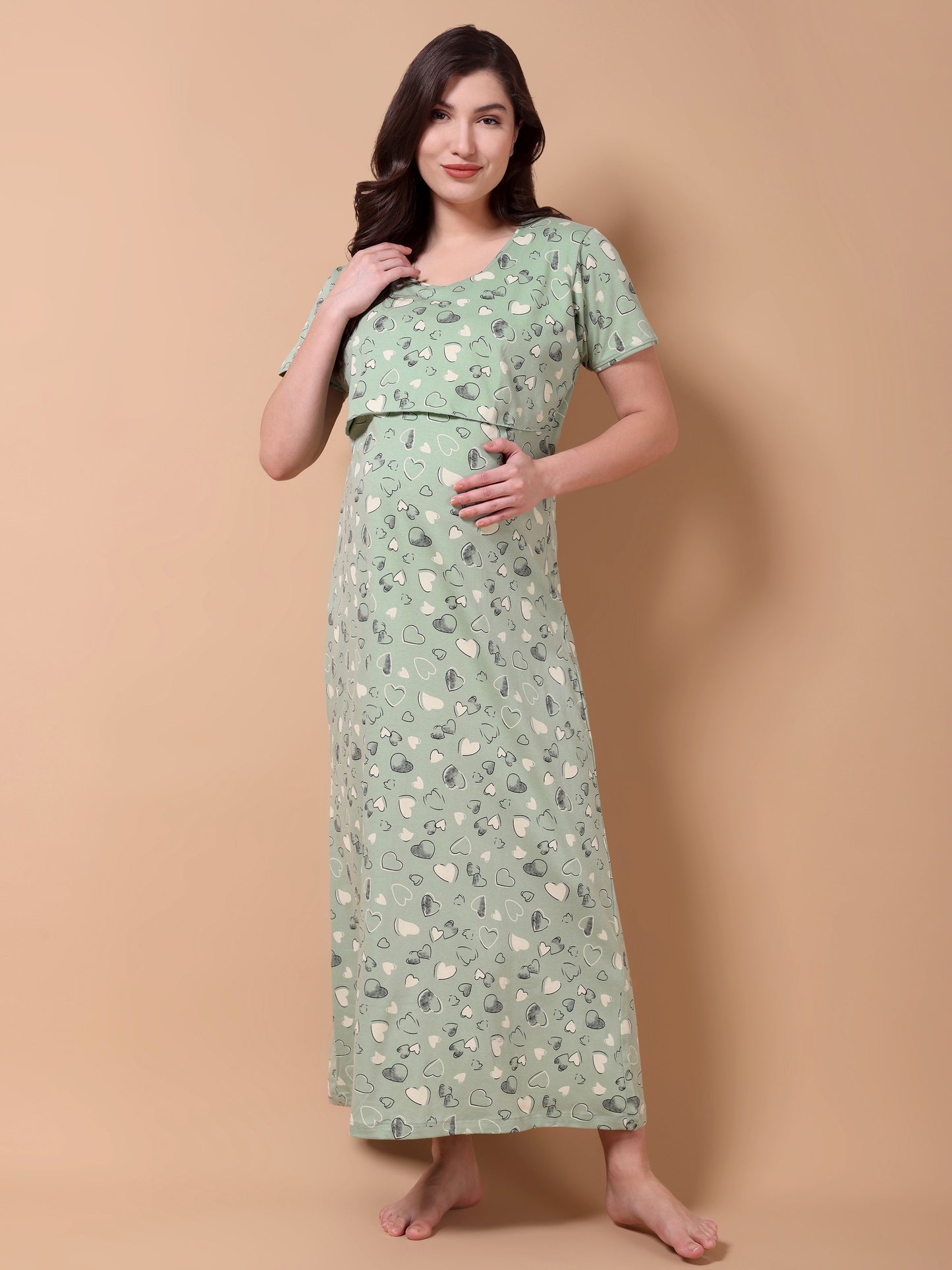 Mint green heart Maternity and Lounge Nighty