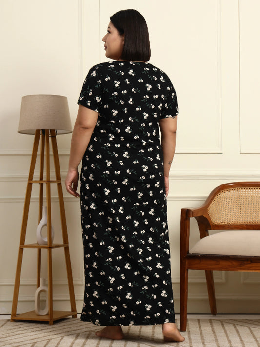 Black Flora Maternity Lounge Nighty