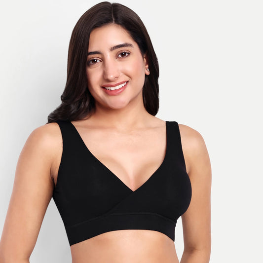 Maternity Lounge Bamboo Bra (removable cups) - Black