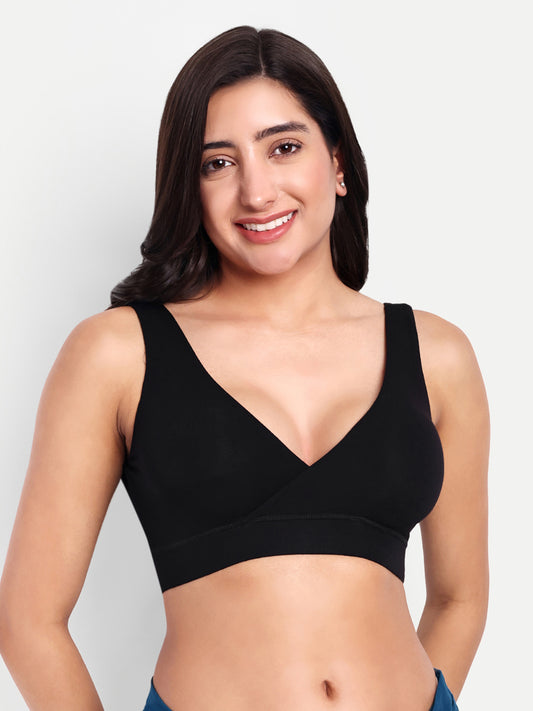 Maternity Lounge Bamboo Bra (removable cups) Black