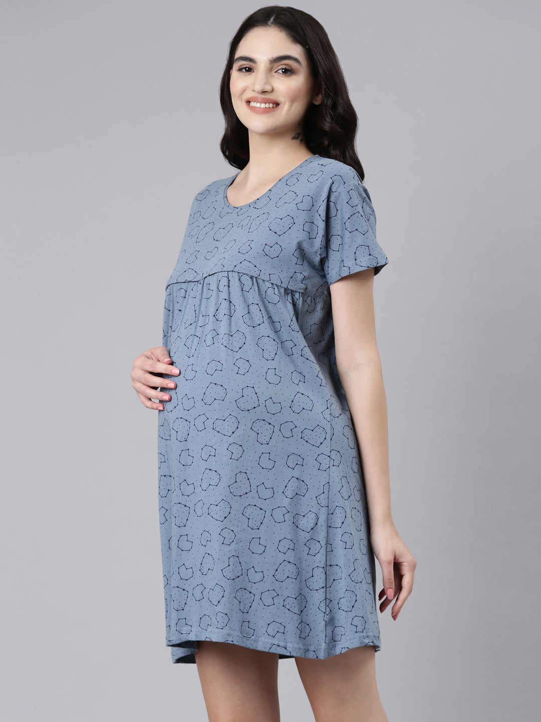 Infinity Comfort Blue Maternity and Nursing Short Nighty