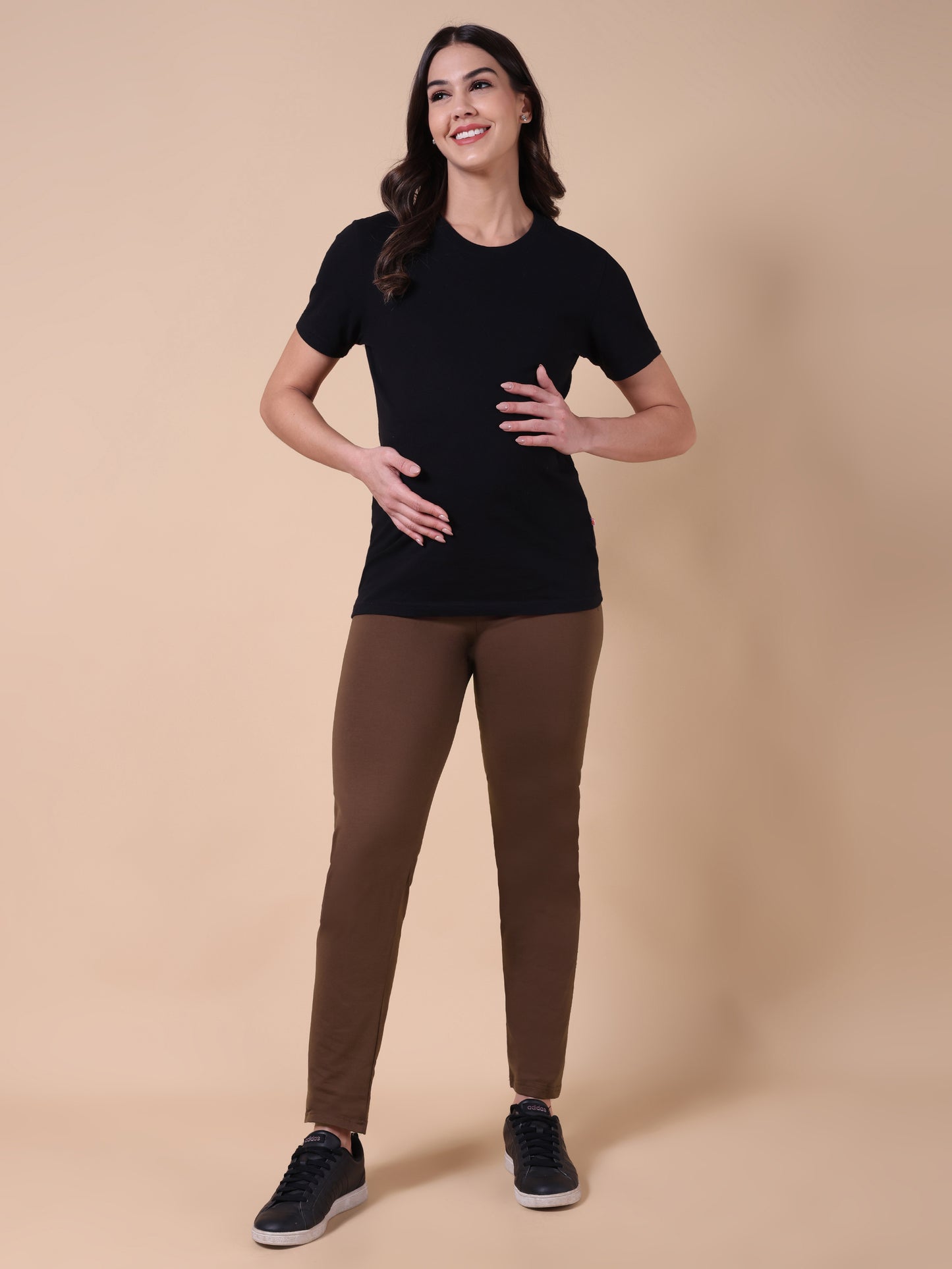Maternity Comfy Pant - Adjustable waist Brown