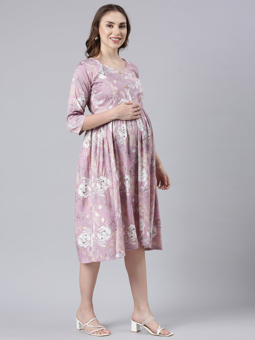 Lilac Plum maternity and feeding dress