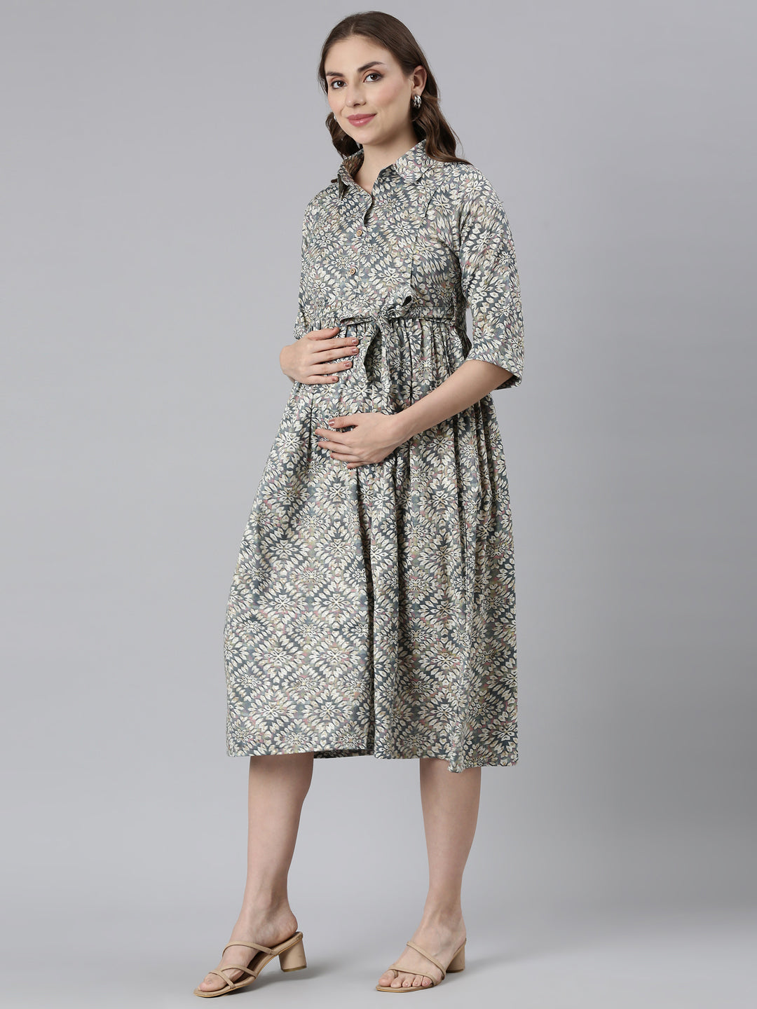 Grey Elevate maternity and feeding dress