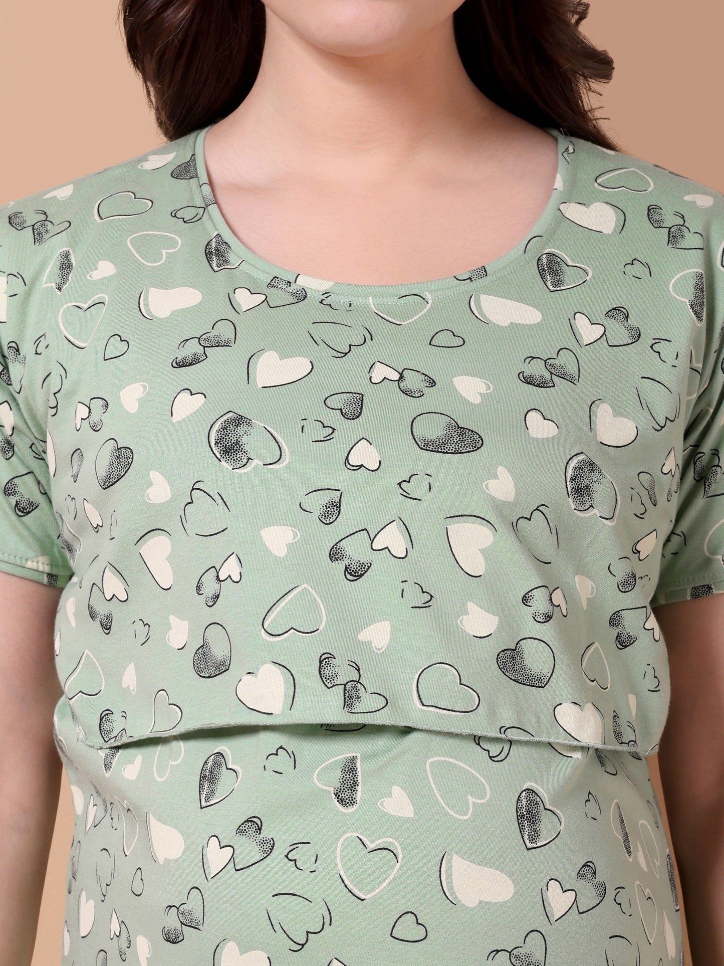Mint green heart Maternity and Lounge Nighty