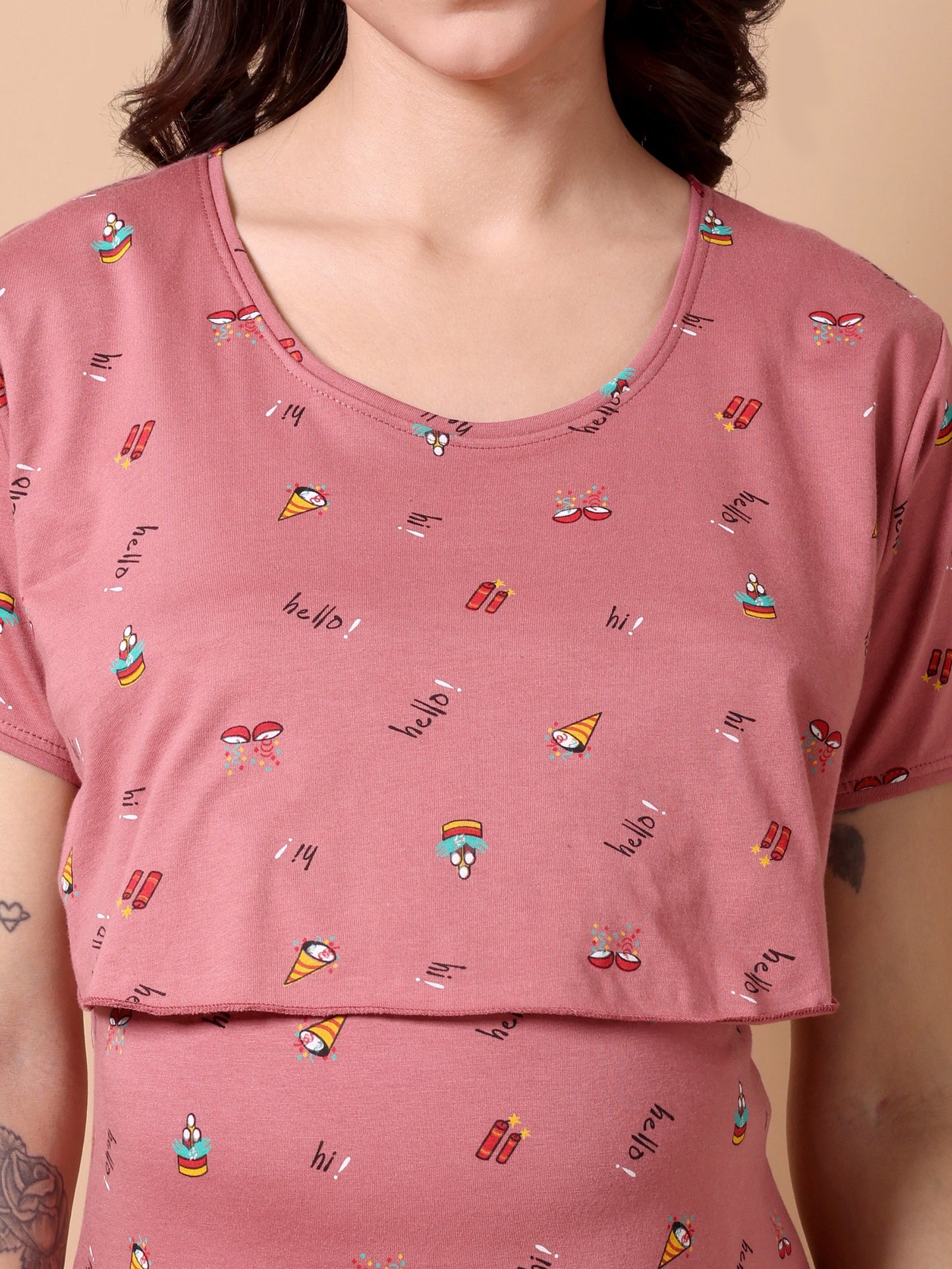 Peach Hello Maternity and Lounge Nighty