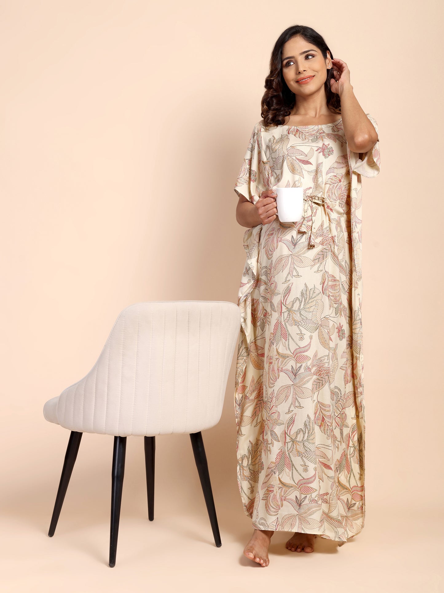 Oat Beige Maternity and Nursing Kaftaan