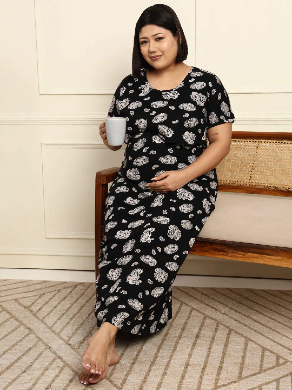 Starry Night Paisley Maternity Lounge Nighty