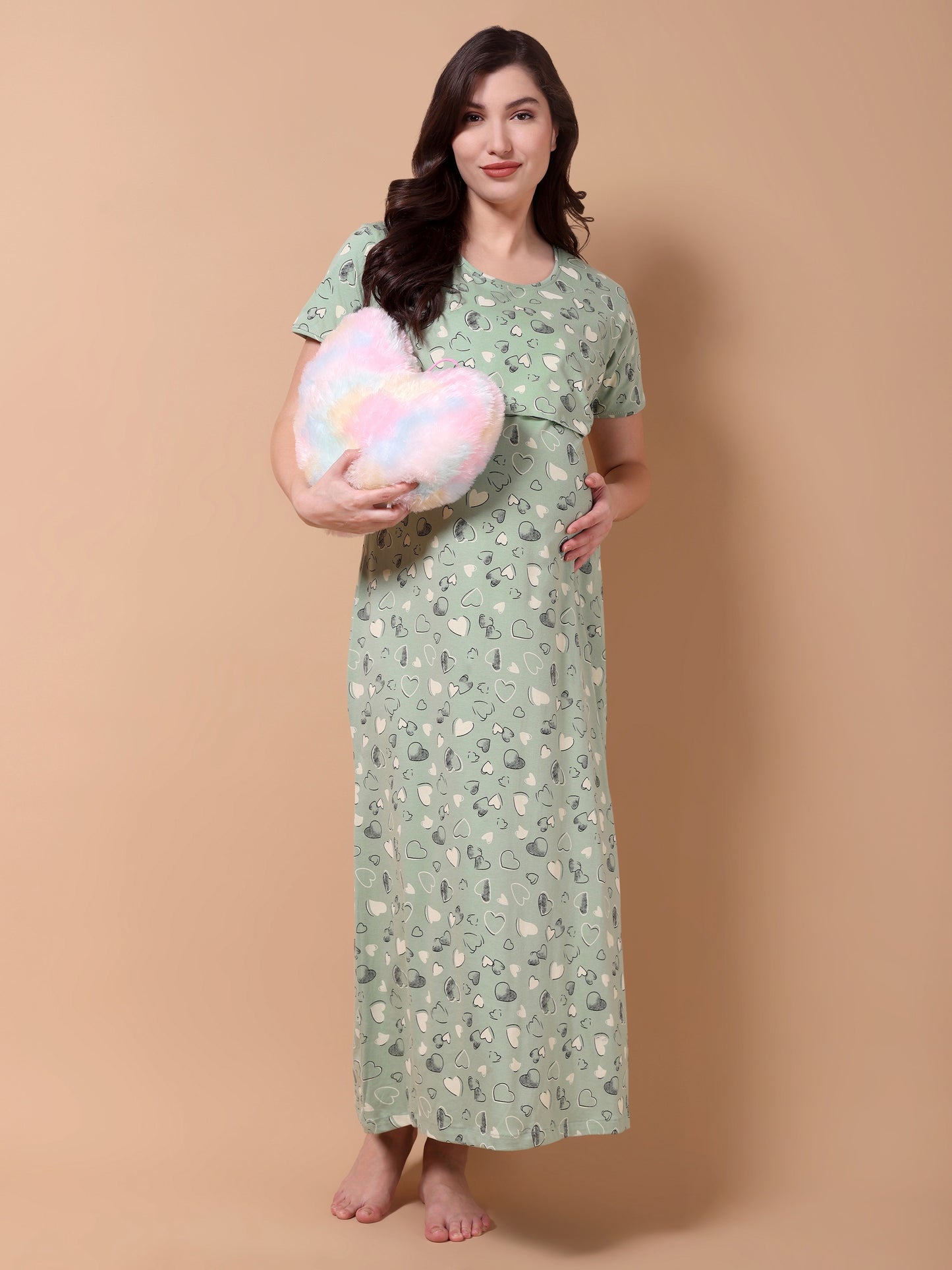 Mint green heart Maternity and Lounge Nighty