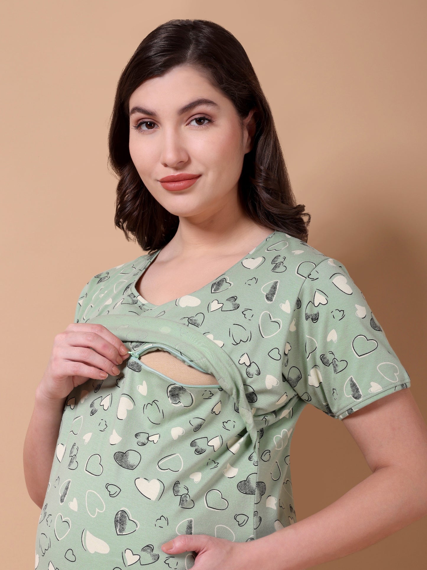 Mint green heart Maternity and Lounge Nighty