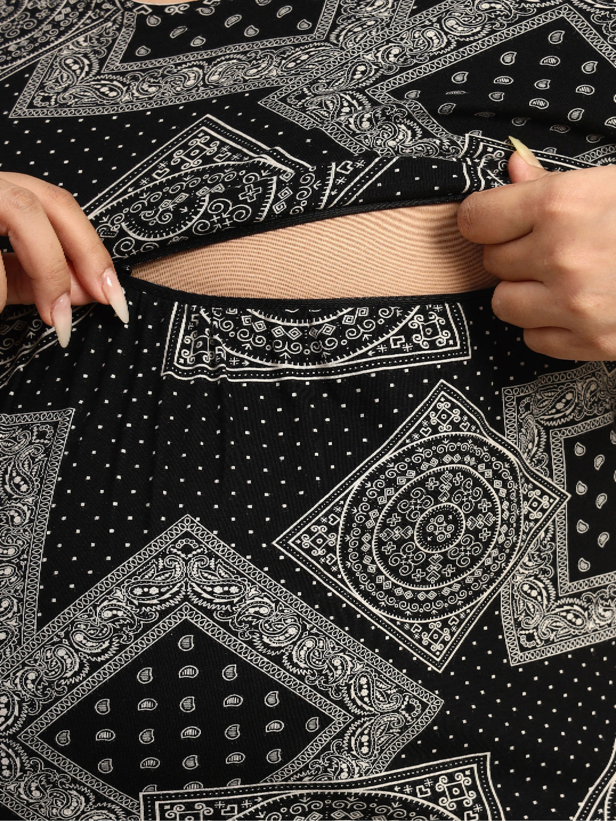 Paisley Black Maternity Lounge Suit