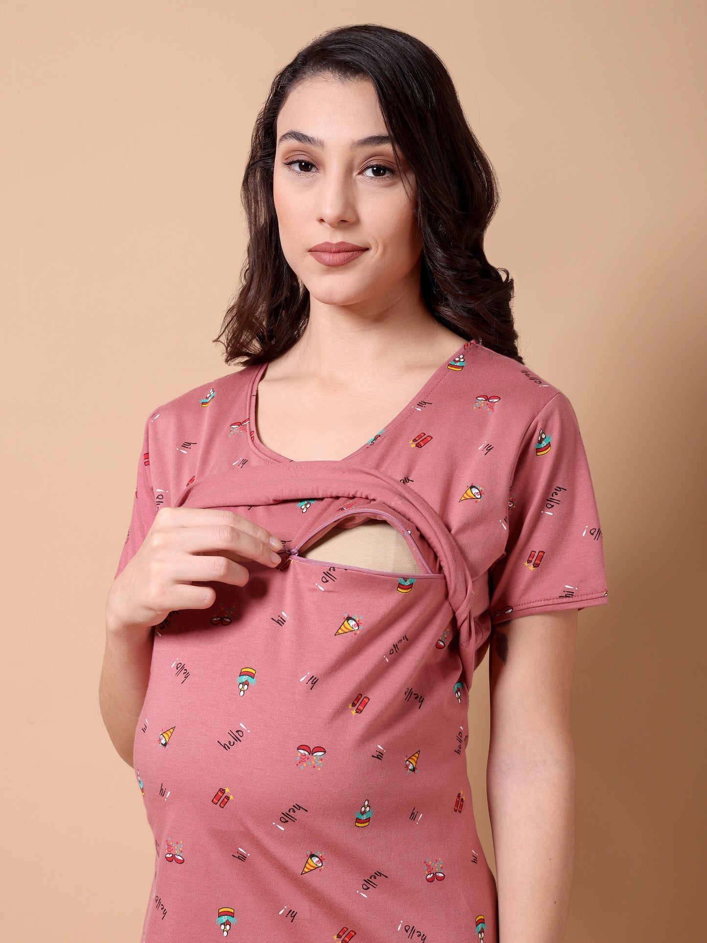 Peach Hello Maternity and Lounge Nighty