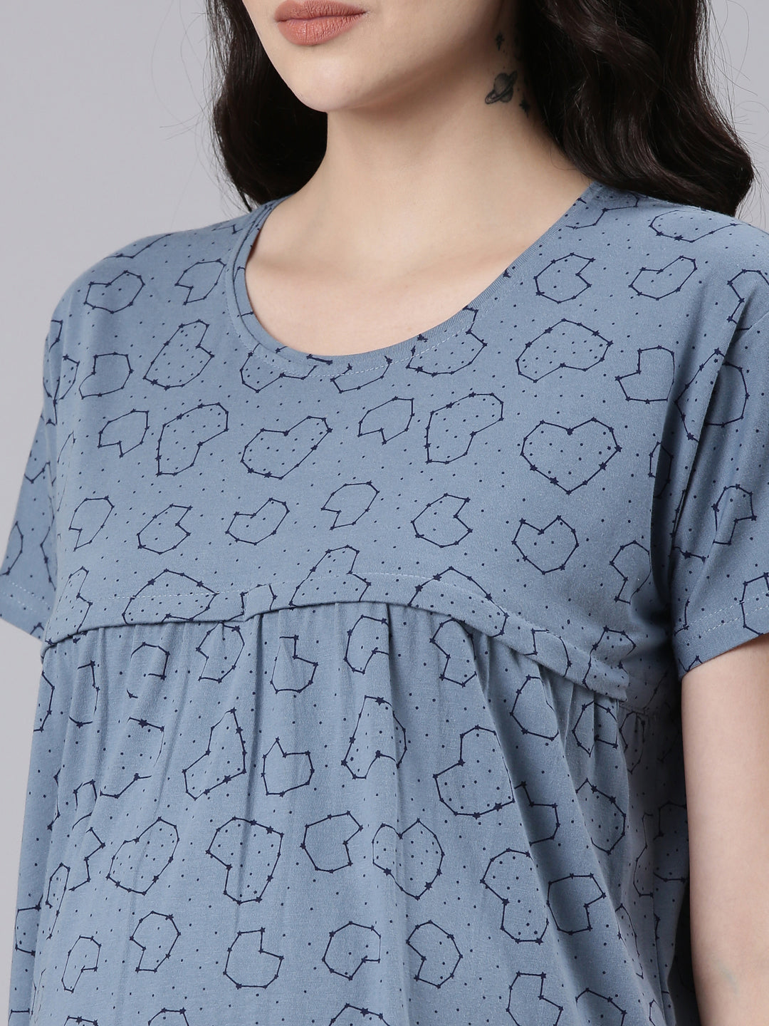 Infinity Comfort Blue Maternity and Nursing Short Nighty