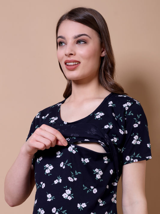 Navy Flora Maternity and Lounge Nighty