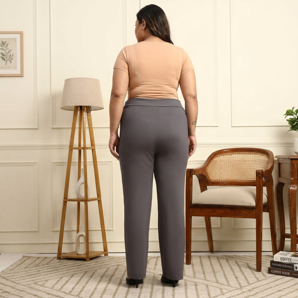 Maternity Comfy Straight Pant - Adjustable waist - Grey