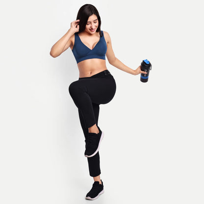 Maternity Lounge Bamboo Bra  (removable cups) - Mid blue