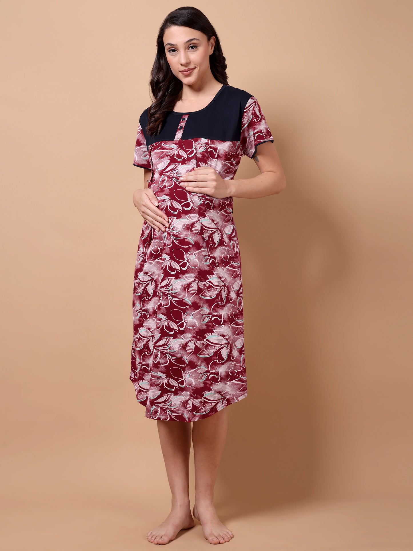 Imperial maroon Maternity and Lounge Nighty