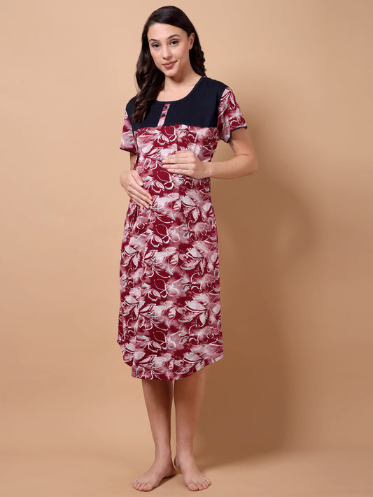 Imperial maroon Maternity and Lounge Nighty