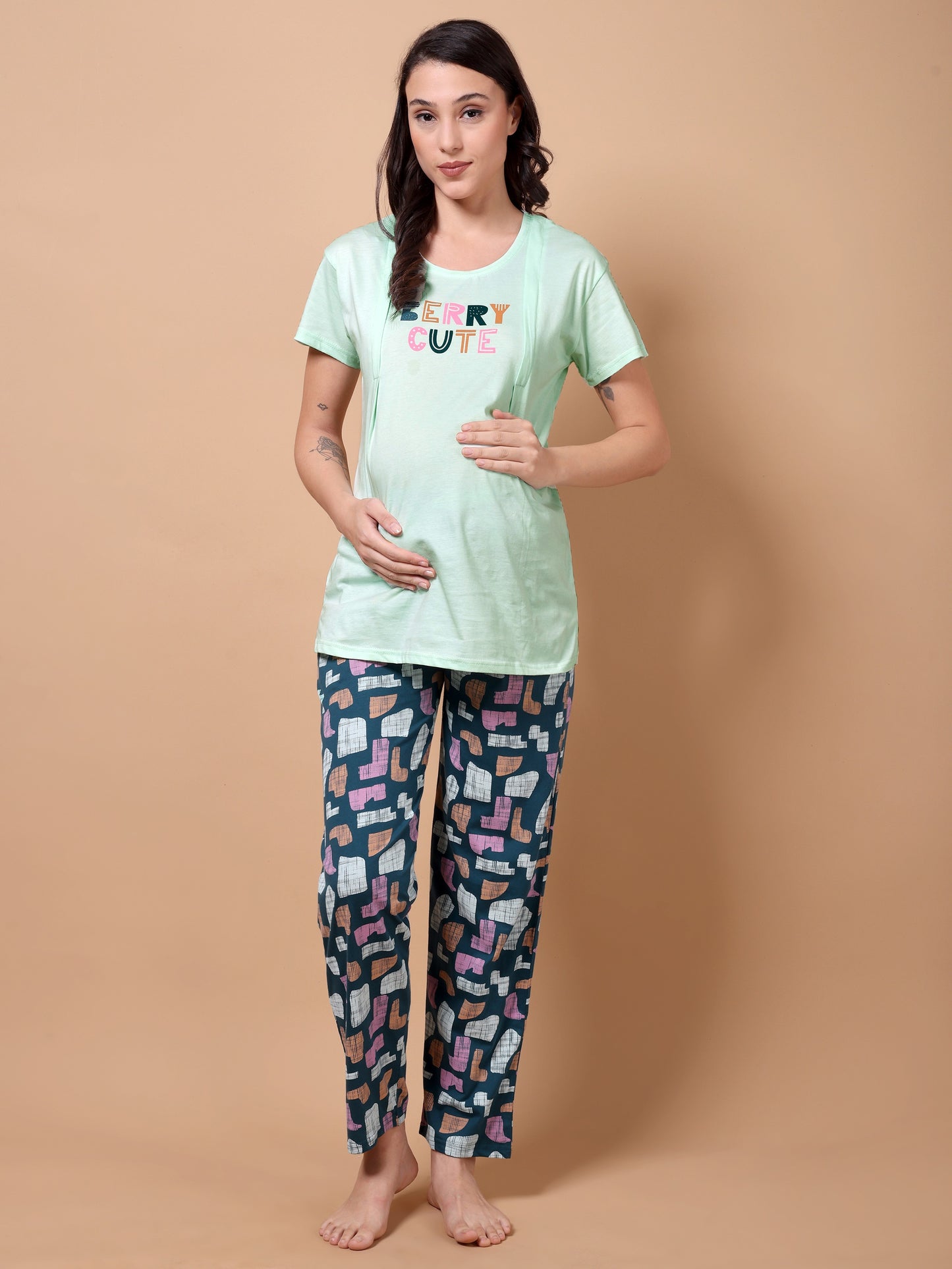 Berry cute maternity & nursing lounge night suit