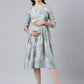 icy blue maternity and feeding dress