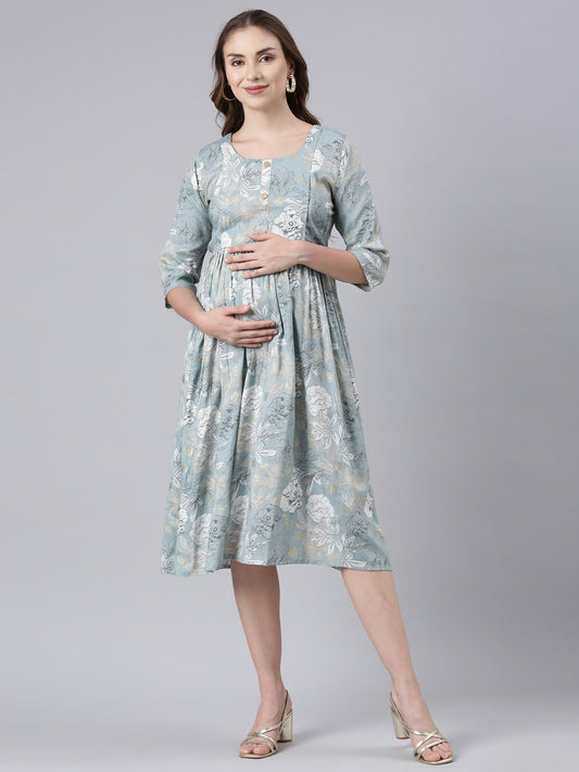icy blue maternity and feeding dress