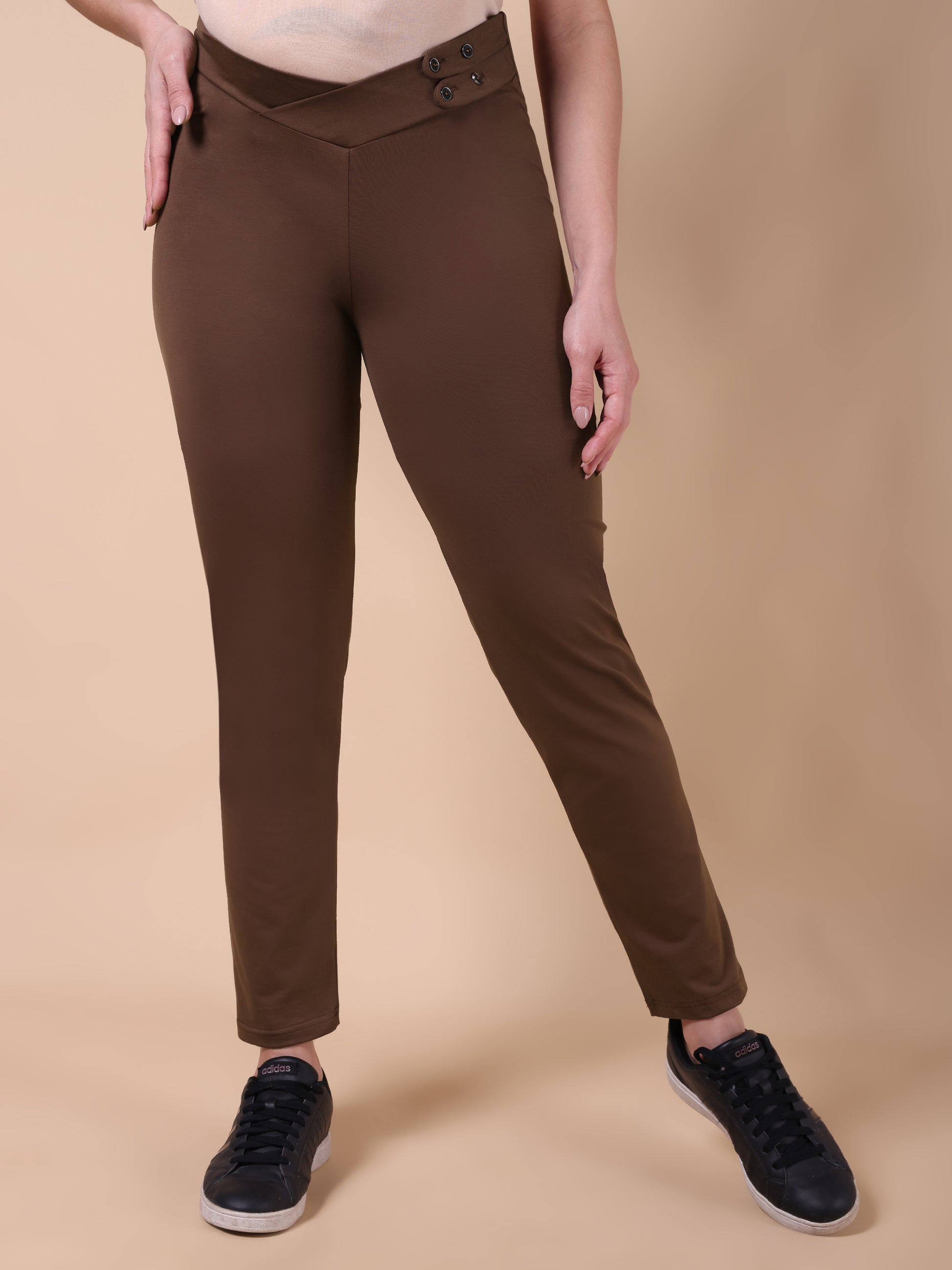Maternity Comfy Pant - Adjustable waist Brown THE MAMA KLUB Maternity Comfy Pant - Adjustable waist Brown THE MAMA KLUB