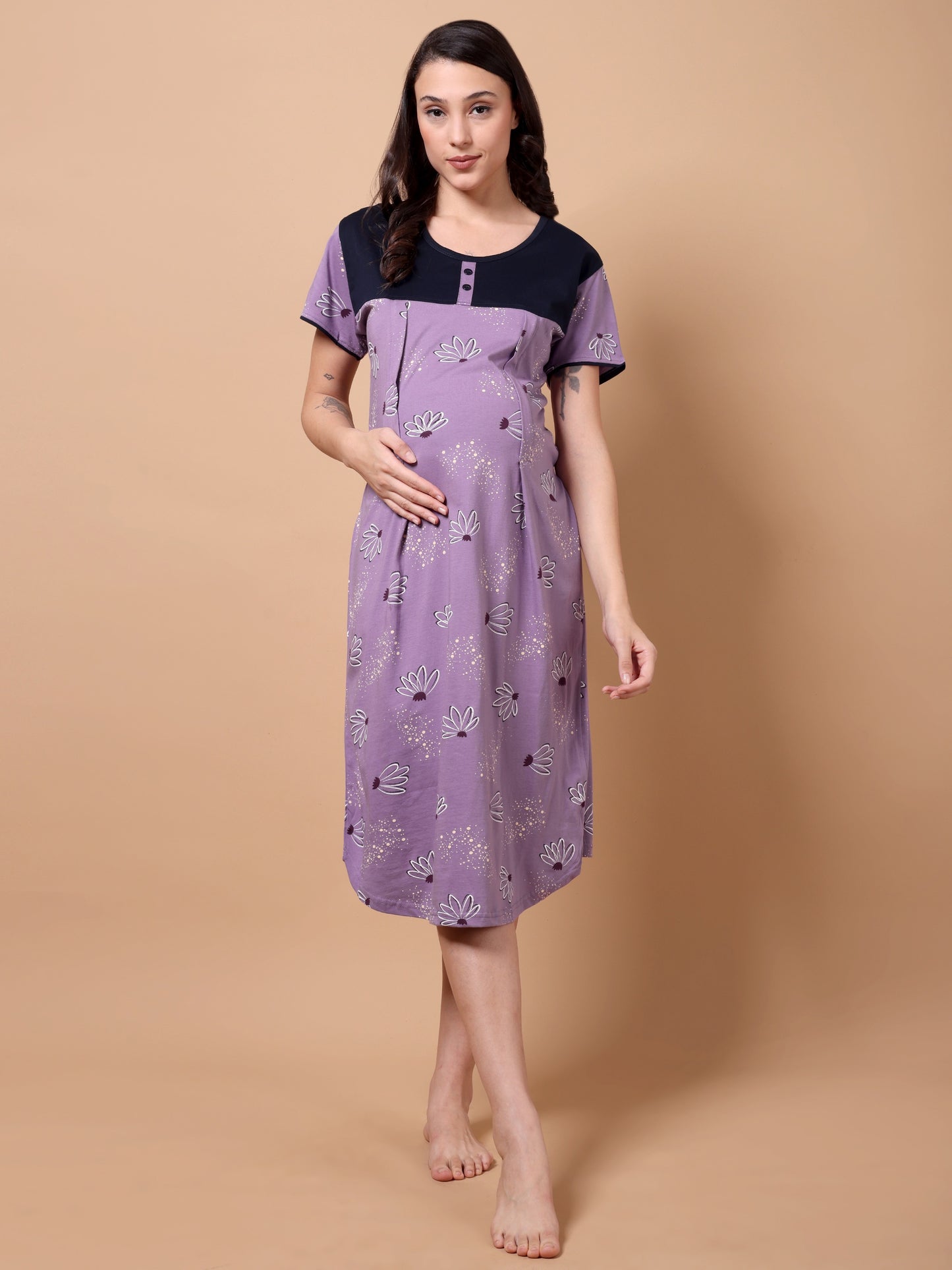Lilac bloom Maternity and Lounge Nighty