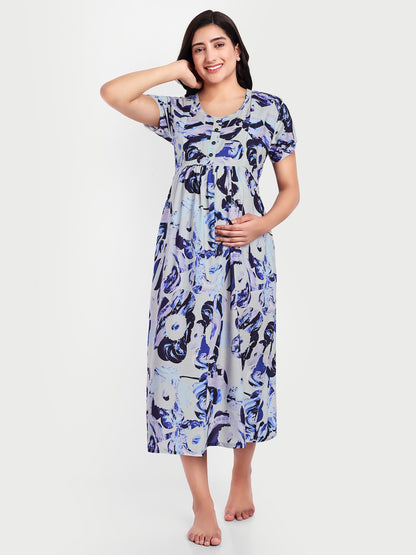 French Blue maternity and feeding dress