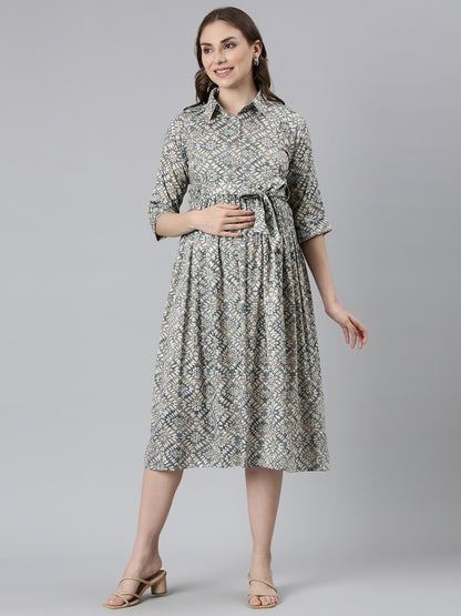 Grey Elevate maternity and feeding dress