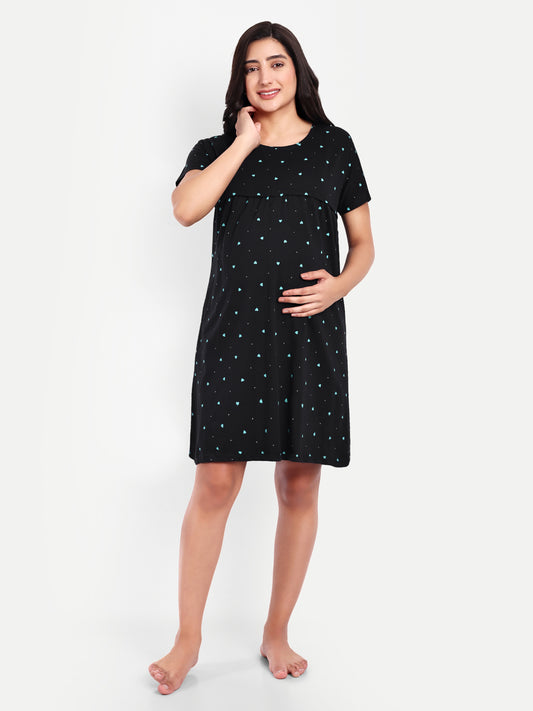 Charcoal Feelfree Maternity and Nursing Short Nighty