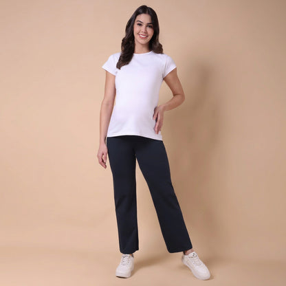 Maternity Comfy Straight Pant - Adjustable waist - Navy