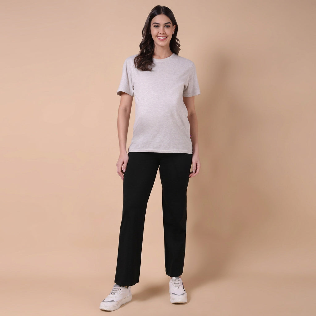 Maternity Comfy Straight Pant - Adjustable waist - Black