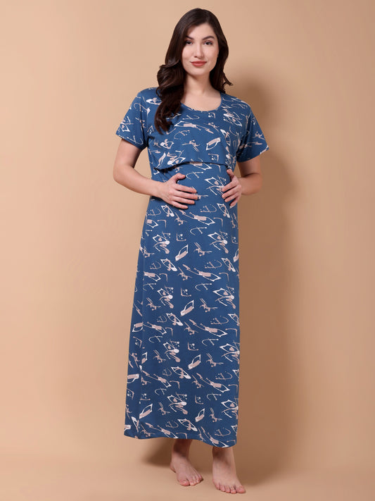 Indigo Print Maternity and Lounge Nighty