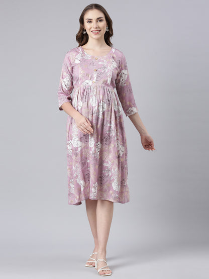 Lilac Plum maternity and feeding dress