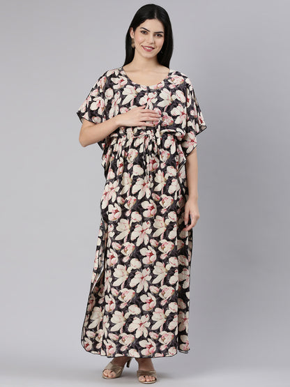 Grey Blossom Maternity and Nursing Kaftaan