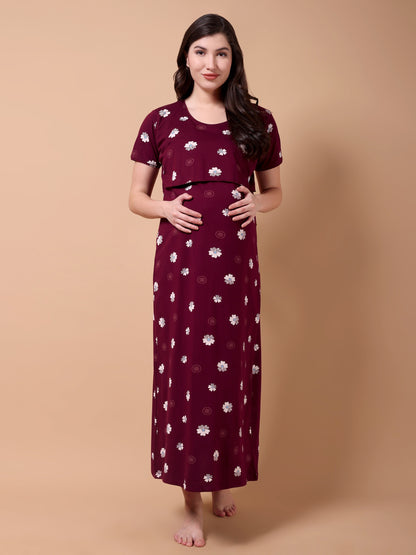 Bloomique Maroon Maternity and Lounge Nighty