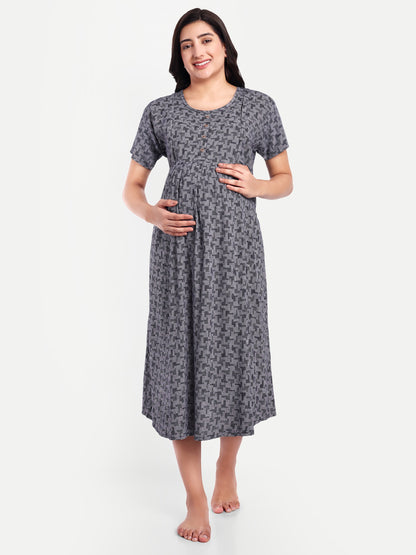 Indigio Quilt maternity and feeding dress