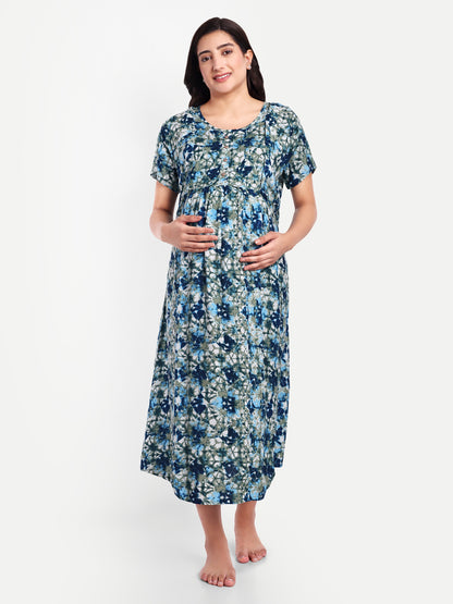 Seattle blue maternity and feeding dress