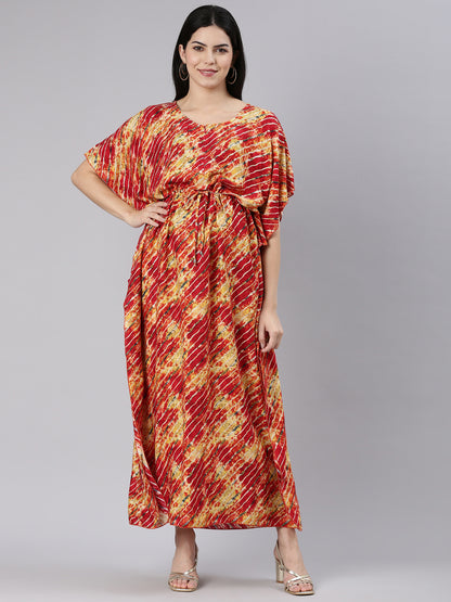 Mint Red Maternity and Nursing Kaftaan