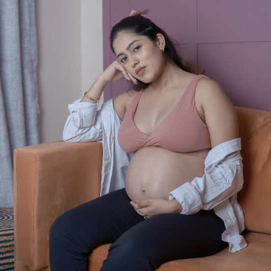 Maternity Lounge Bamboo Bra  (removable cups) - Coral rose