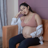 Maternity Lounge Bamboo Bra  (removable cups) - Coral rose