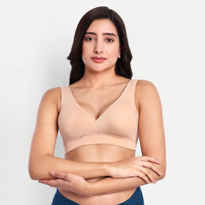 Maternity Lounge Bamboo Bra  (removable cups) - Skin