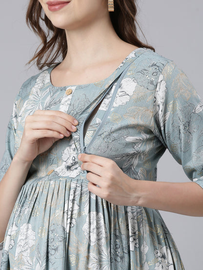 icy blue maternity and feeding dress