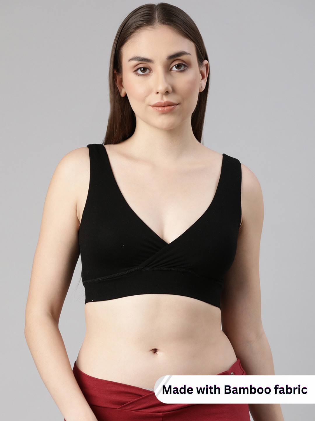 Maternity Lounge Bamboo Bra  ( removable cups ) Black