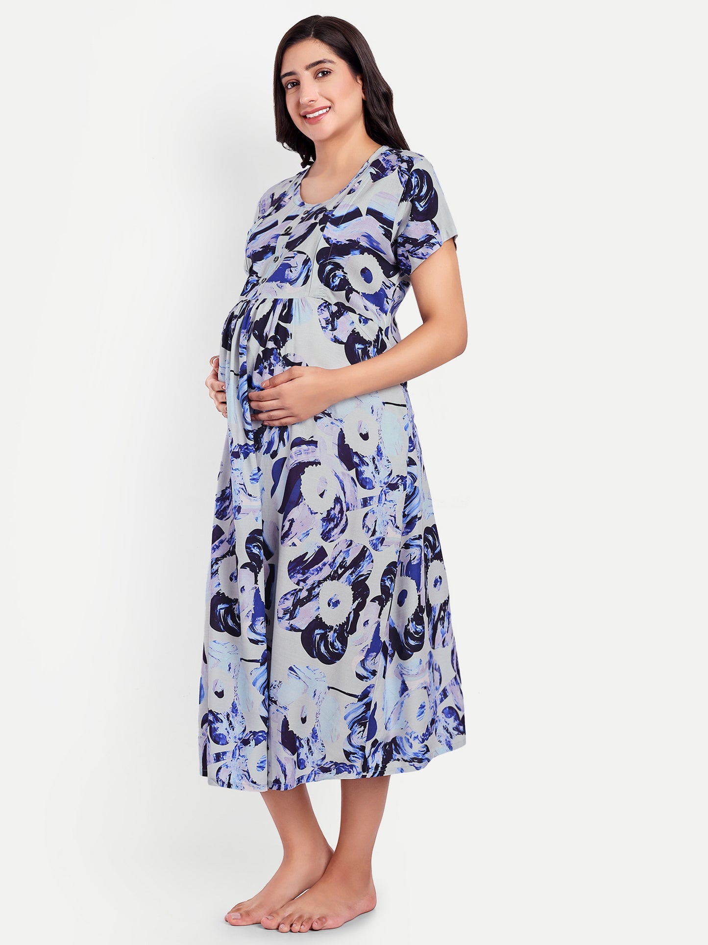 French Blue maternity and feeding dress