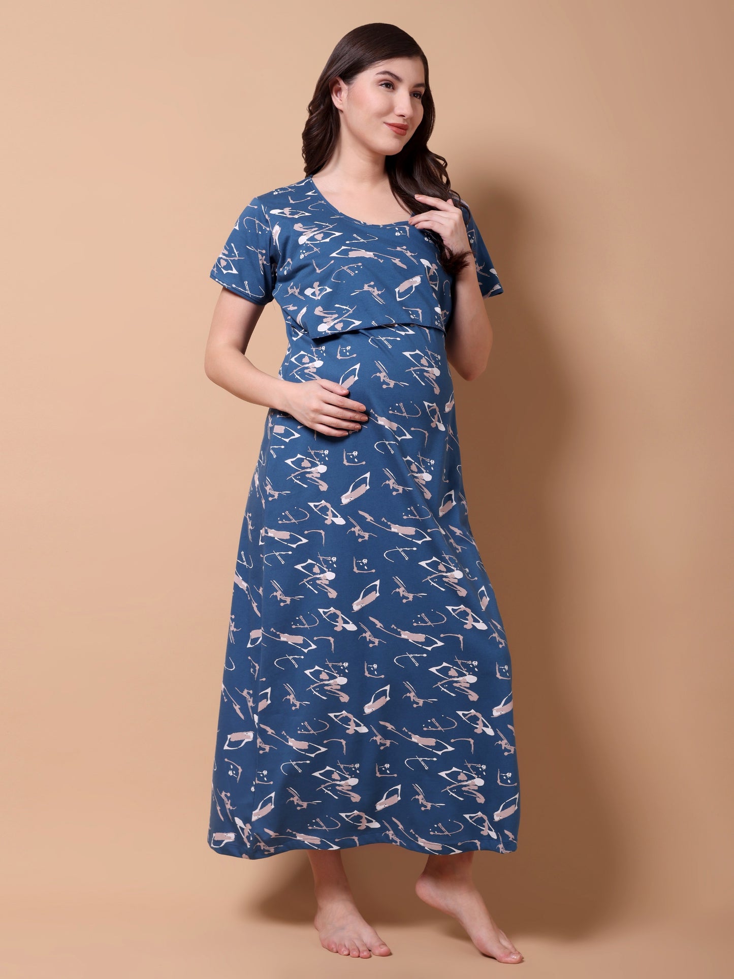 Indigo Print Maternity and Lounge Nighty