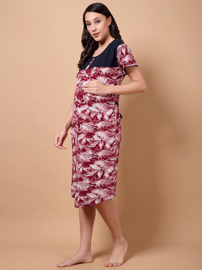 Imperial maroon Maternity and Lounge Nighty
