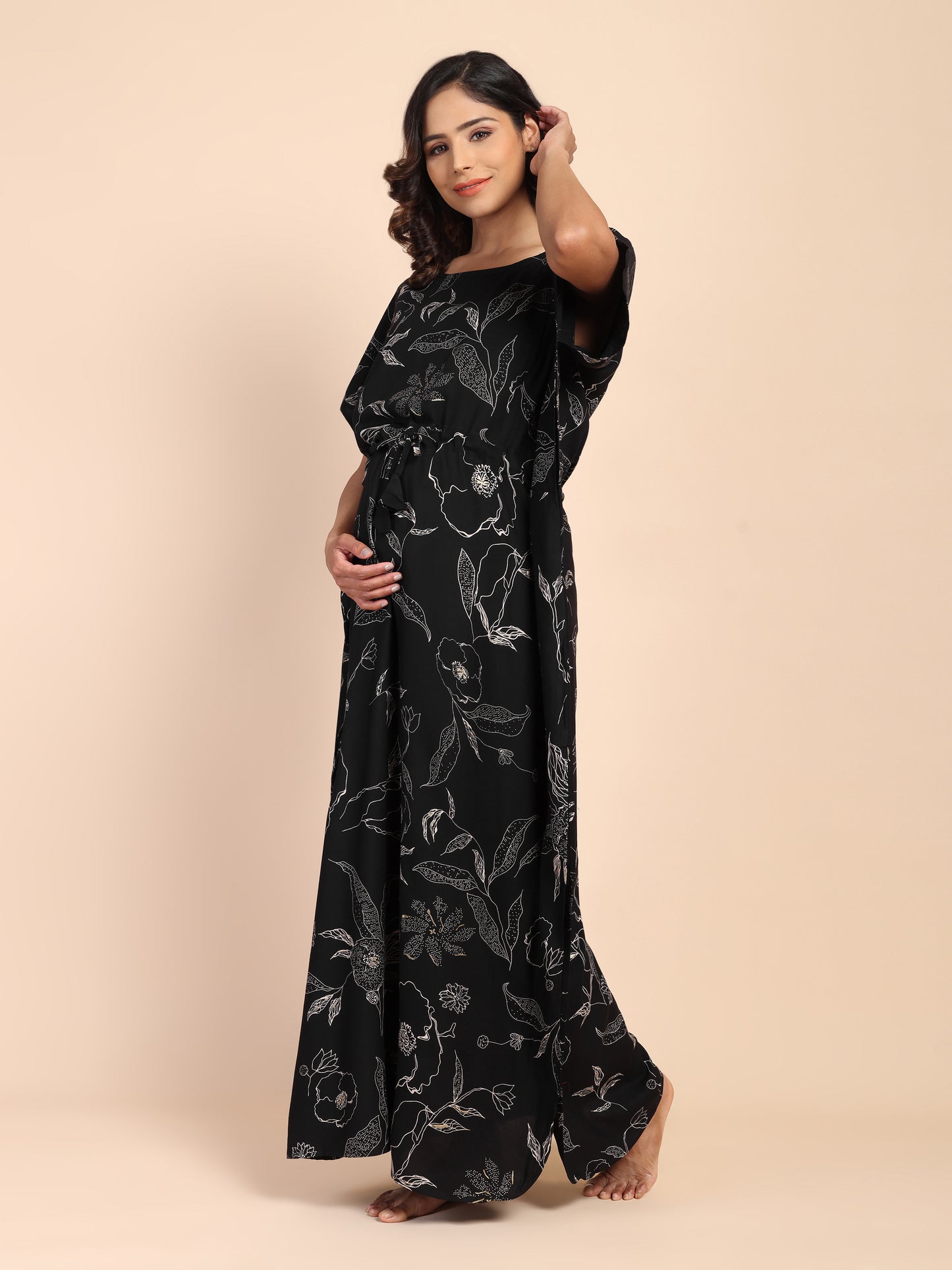 Midnight Black Maternity & Nursing Kaftaan