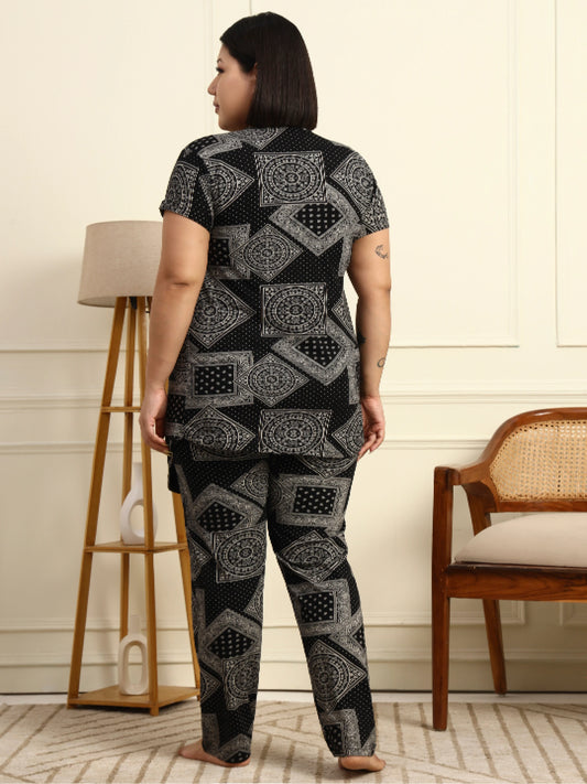 Paisley Black Maternity Lounge Suit